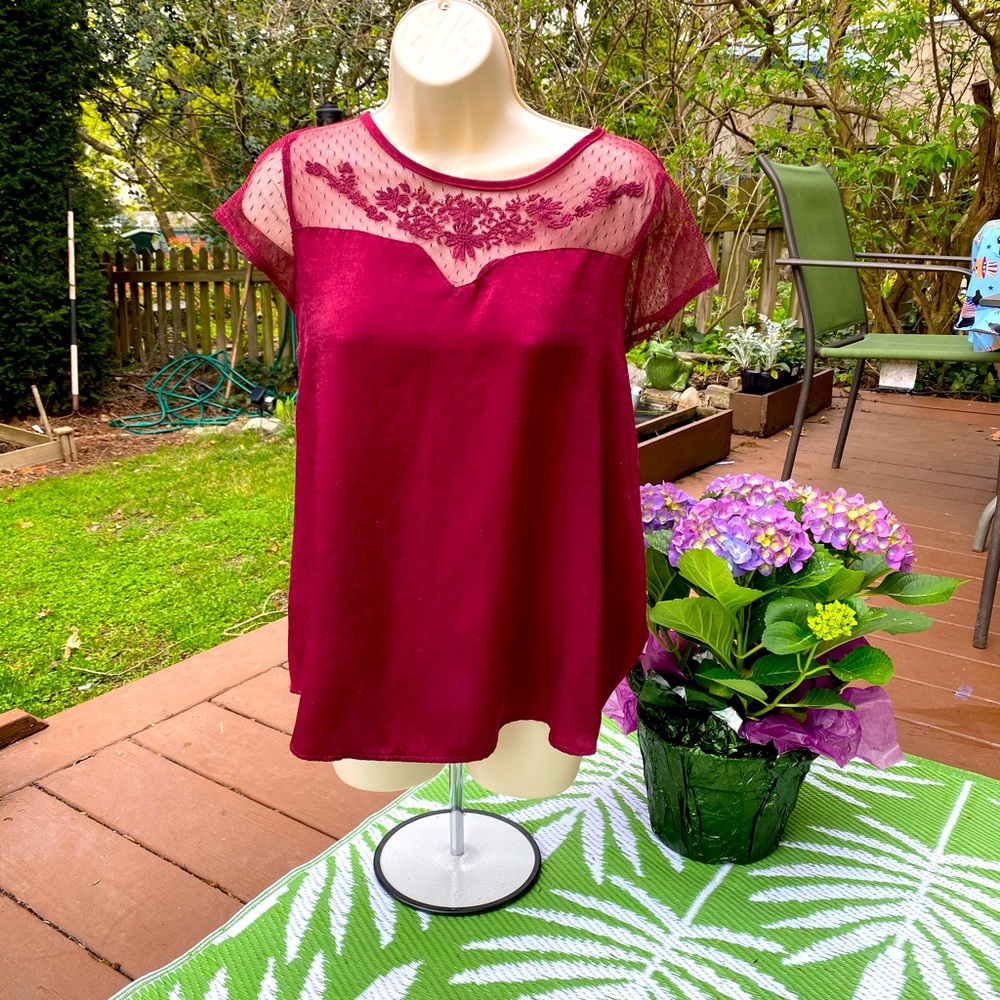 Almost Famous Scarlett red lace blouse